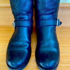 Frye Black Buckle and Zipper Boot
